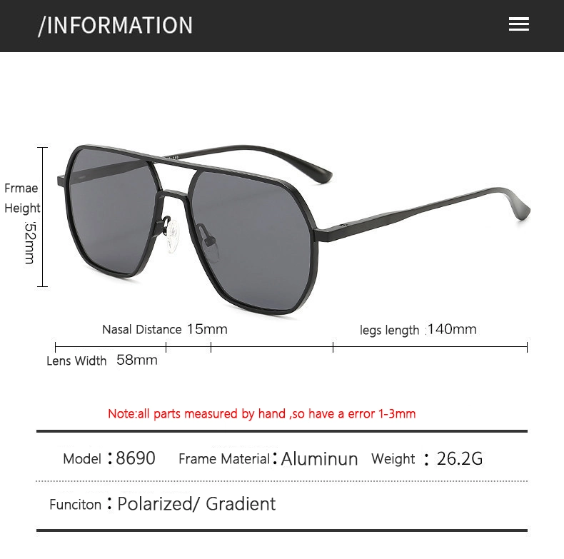 Aluminum Magnesium Driving Fishing Day and Night Dual Purpose UV400 Polarized Discoloration Sunglasses