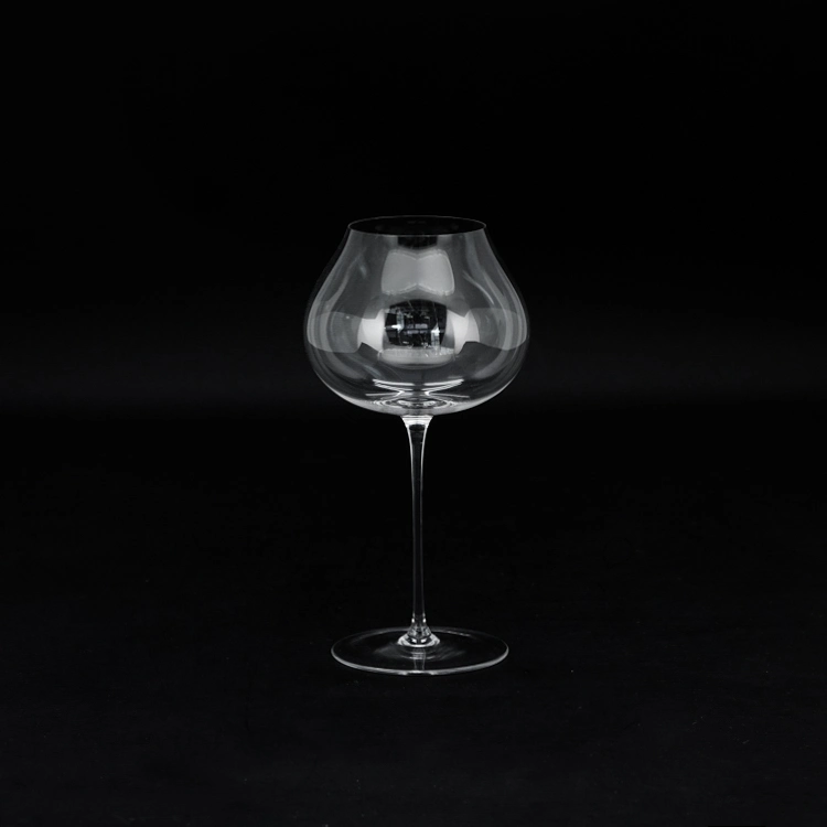 Vision Collection Unique Shape Blown Glass Long Stem Blown Red Wine Glas