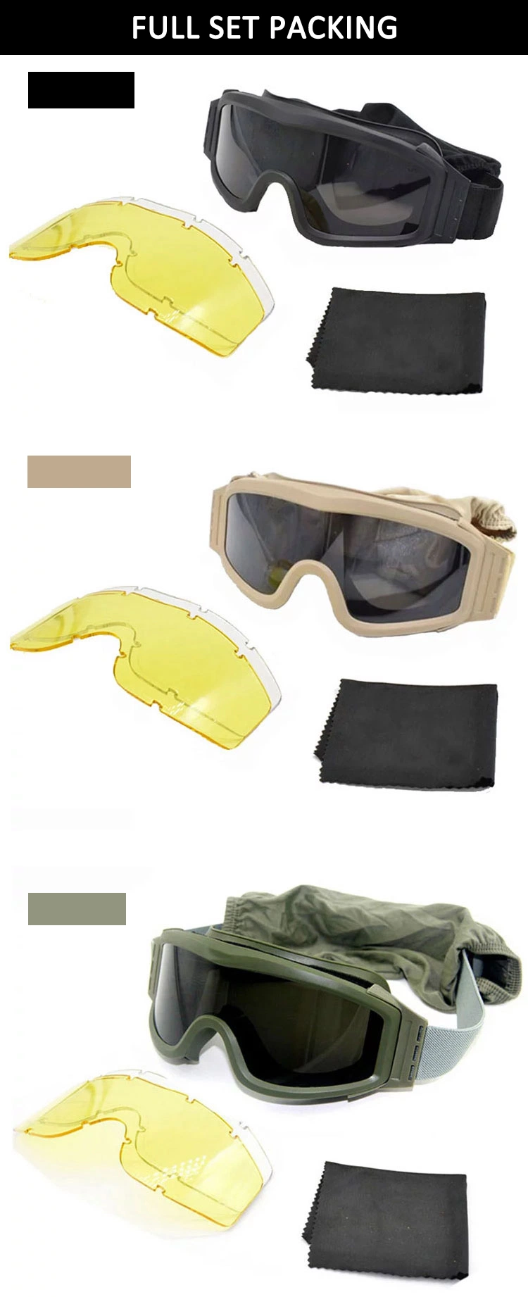Hot Selling Anti Dust Tactical Ballistic Goggles Outdoor Combat Eyewear Shooting Glasses
