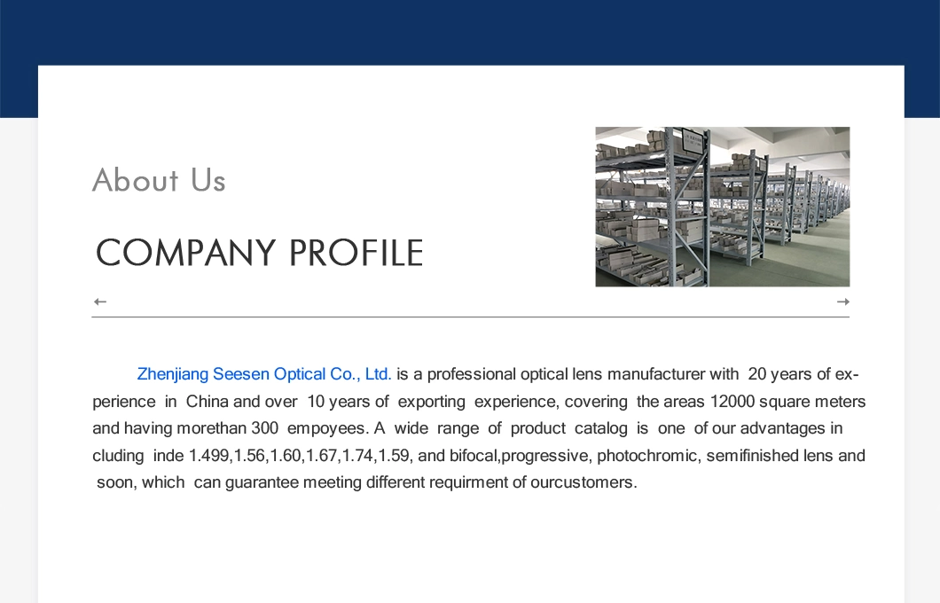 1.74 High Index Asp Aspherical Super Hydrophobic Shmc Optical Ophthalmic Lenses for High Power