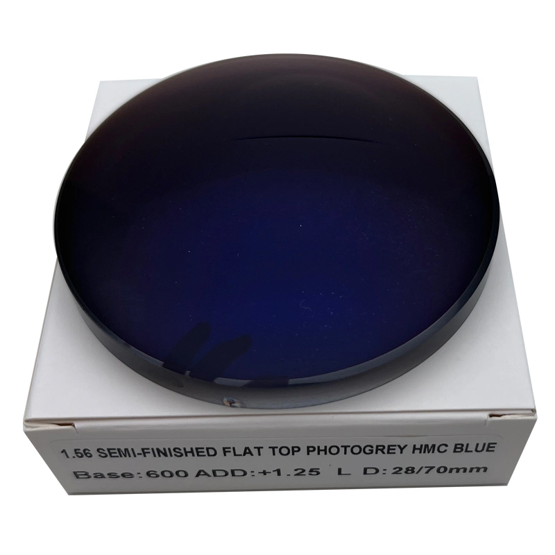 Semi-Finished 1.56 Photogray Flat Top Hmc Blue Coating Bifocal Optical Lens