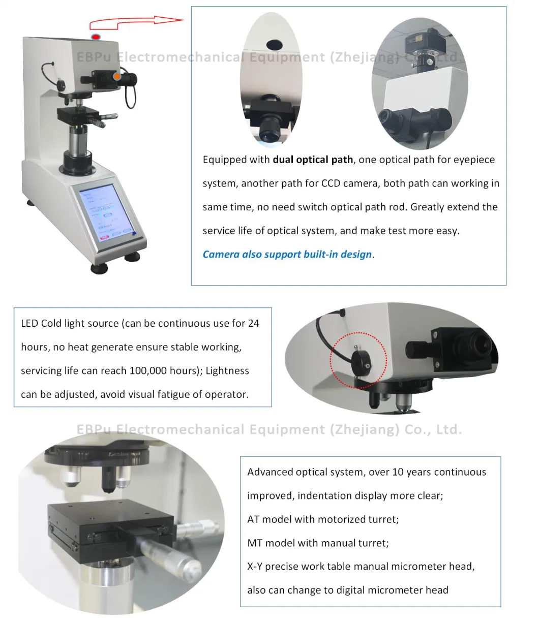 Customized High Guiding Accuracy Micro Vickers Hardness Tester Machine