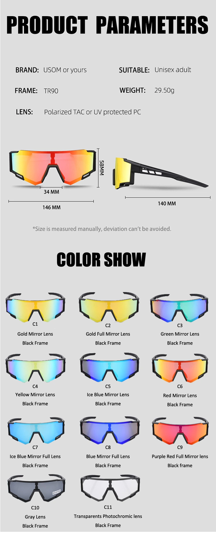 2024 New Polarized Biking Sun Glasses Fashion Outdoor Sport Shades Cycling Sunglasses