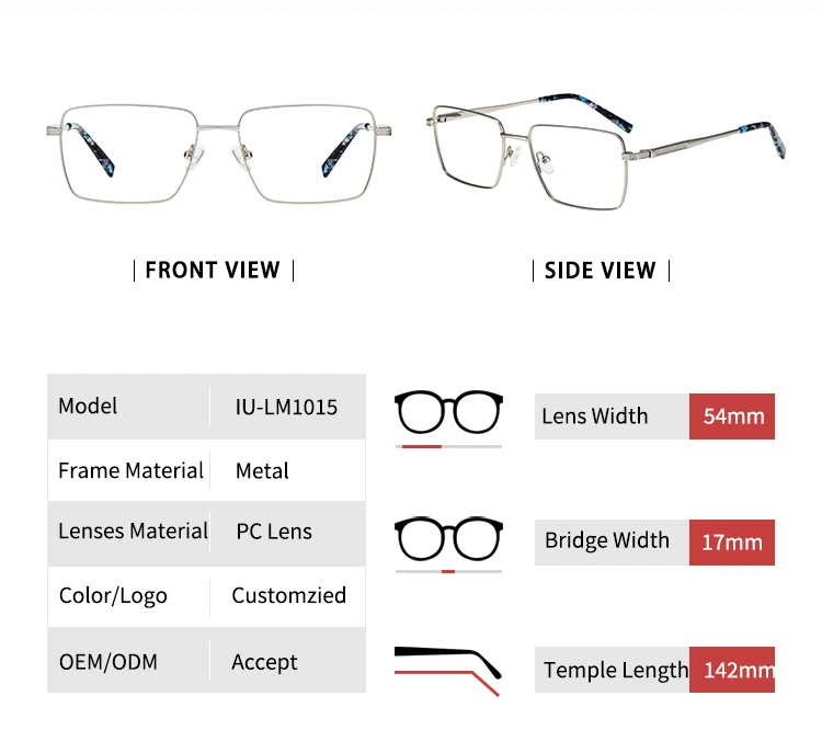 Wholesale Man Eyewear Optic Metal Eyeglass Glass Frame for Men