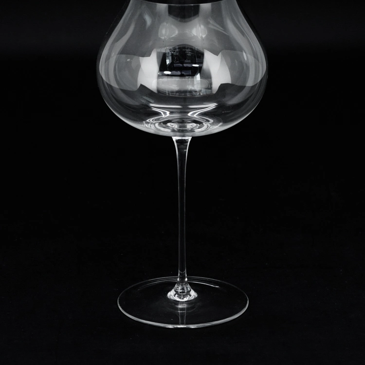 Vision Collection Unique Shape Blown Glass Long Stem Blown Red Wine Glas
