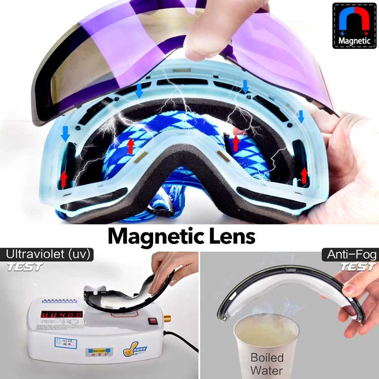 Removable Reflective Mirror Dual Lens Ski Goggles