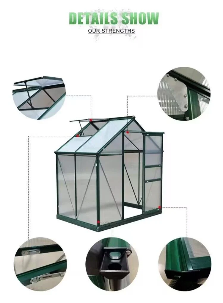 PC Greenhouses 4mm Polycarbonate Panel Walk-in Hobby Garden Greenhouse (P8)