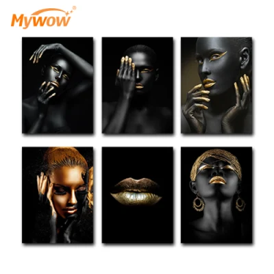 A la venta Afro American Black Girl Pintura al óleo pared de lienzo Arte moderno