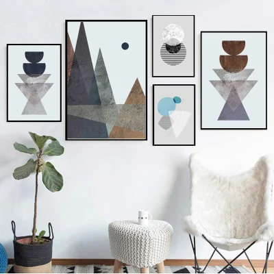 Resumen Diseño geométrico lienzo Imprimir Marco pared Pintura Arte dormitorio Sala de estar habitación de niños decoración de casa