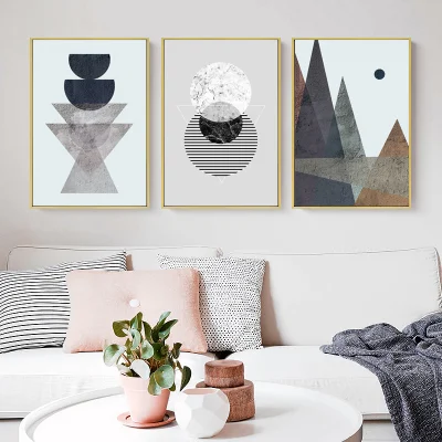 Resumen Diseño geométrico lienzo Imprimir Marco pared Pintura Arte dormitorio Sala de estar habitación de niños decoración de casa