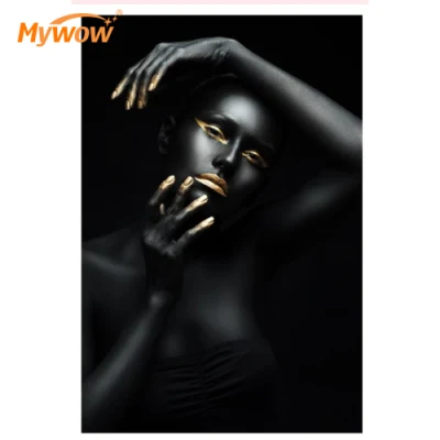 A la venta Afro American Black Girl Pintura al óleo pared de lienzo Arte moderno