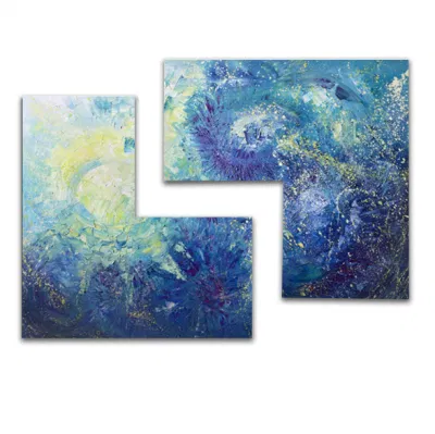 Caligrafía irregular pintura lienzo pintura de oro de impresión de aceite de arte de pared Pared Azul, el arte abstracto extra grande de la pintura al óleo
