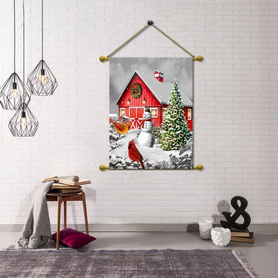 Art Wood Snow View Christmas Tree LED Lights Madera de pino Marco Cartel LED marco