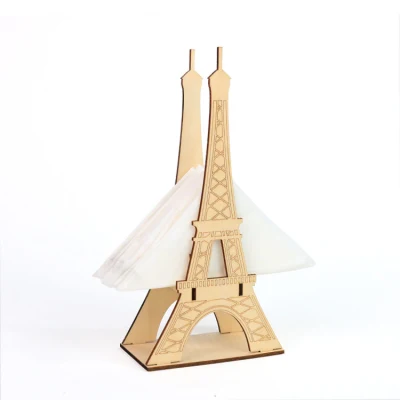 Comercio al por mayor de la Torre Eiffel titular de la servilleta de papel madera