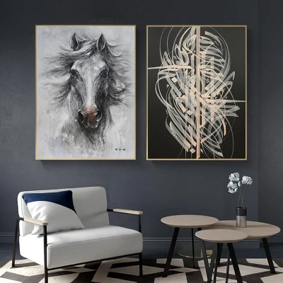 Resumen Animal Horse 2 piezas Marco cuadro lienzo moderno Arte de pared Imprimir Casa personalizada barato decoración de la habitación Pintura al óleo Arte