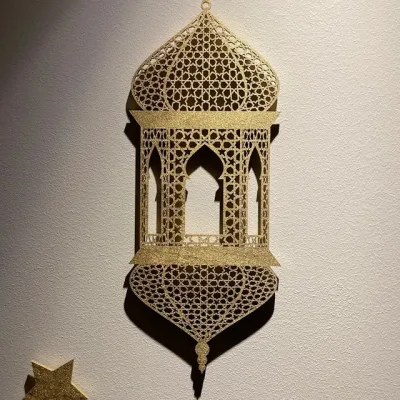  Madera árabe Corte láser lámpara Ramadán adorno pared colgador