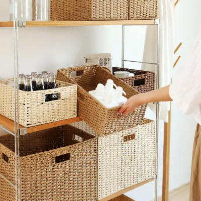 Japanese Storage Box Woven Miscellaneous Grass almacenamiento tejido de ratán Cesta