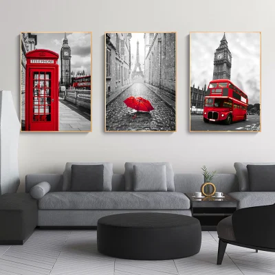  La ciudad de Dropshipping Lienzo Bush Imprimir vista de la calle británica clásica decoración de pared Arte
