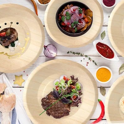 Restaurante redondo biodegradable Eco-friendly Cena platos de madera desechables