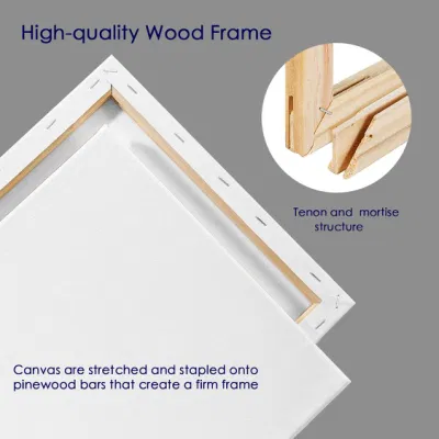 Lona estirada básicos comunes para la pintura al óleo, con firmeza las barras de madera en blanco con lienzo de algodón para estudios de arte y hobby normal utilizando