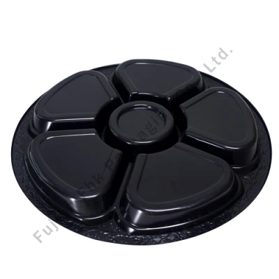 Bandeja para servir aperitivos con cubierta 6 Compartimentos de Sushi bandeja dividida con tapa