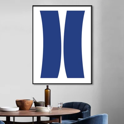 Ins Nordic Abstract Painting Living Room encima de Chimenea Azul Watercolor Decoración de pared de arte