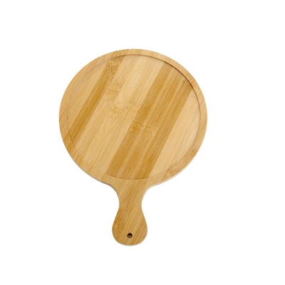 Pizarra de la placa de filete de madera tabla de cortar la Pizza Pastel de bambú bandeja para hornear las placas de bistec con asa