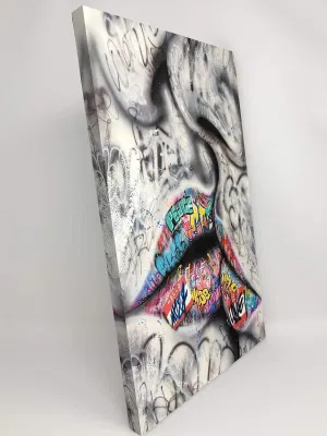 OEM Graffiti Wall Art Poster de la lengua de impresión de lienzo de pared Arte en la calle colorida decoración para dormitorios salón