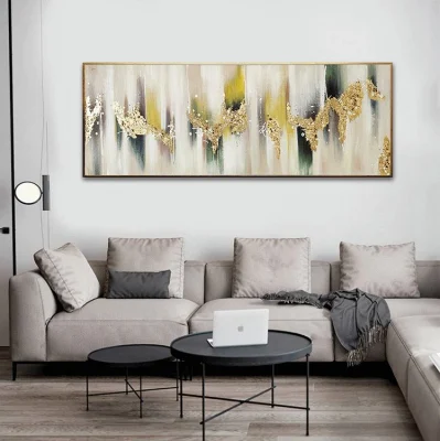 Resumen de las artes decorativas en casa de los países nórdicos dormitorio pared cuelgan grandes hechos a mano pinturas al óleo de la imagen