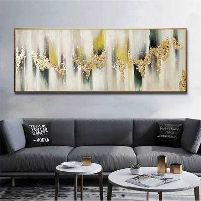Resumen de las artes decorativas en casa de los países nórdicos dormitorio pared cuelgan grandes hechos a mano pinturas al óleo de la imagen