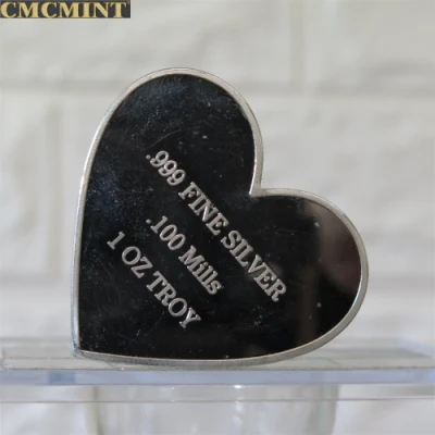 Panda de plata de moneda. Plata 100 Mills. 999 Panda Amor Corazón