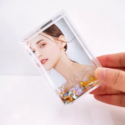  Líquido Mini Glitter los marcos de imagen con el agua y confeti