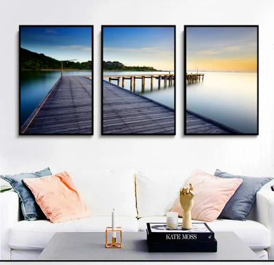 3 Piece Panel Set Canvas Wall Art Pintura Custom Cheap Home Office Hotel Decor Beach sea Scenery View Scenic Modern Decoración