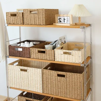 Japanese Storage Box Woven Miscellaneous Grass almacenamiento tejido de ratán Cesta