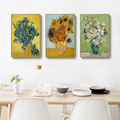  Decoración de pared clásico Óleo enmarcado Flor de Arte Impresión de lienzo