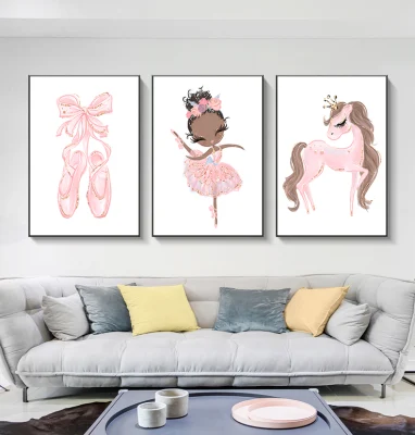  Cartoon Baby Animal Nursery minimalista niños lienzo de Arte