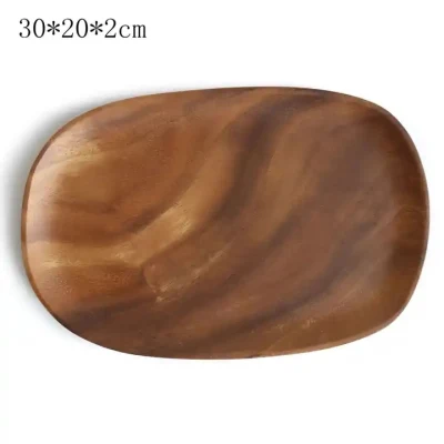 Placa de madera de nogal de Acacia irregular platos de madera para la cena platos