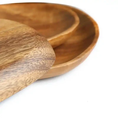 Placa de madera de nogal de Acacia irregular platos de madera para la cena platos