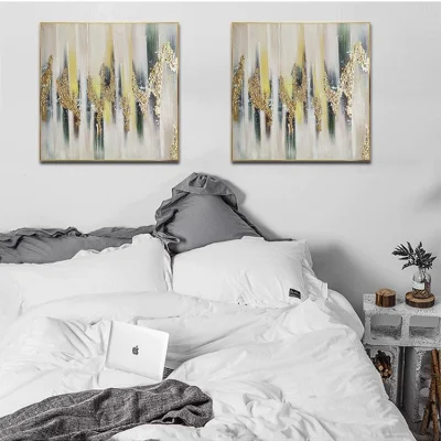 Resumen de las artes decorativas en casa de los países nórdicos dormitorio pared cuelgan grandes hechos a mano pinturas al óleo de la imagen