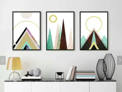 La decoración de la pintura decorativa abstracta pintura al óleo, variada composición geométrica de la pintura