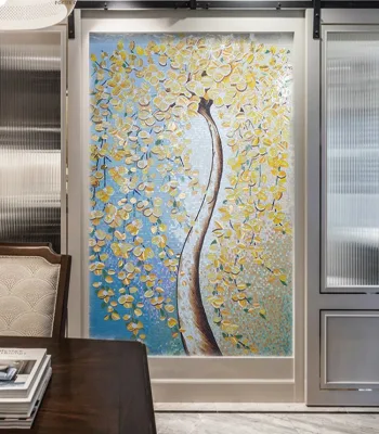 Hermoso árbol decorativo el patrón de arte mural mosaico de cristal