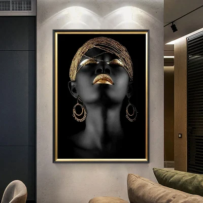  El arte abstracto retrato Óleos imprime fotografías África niñas Ilustraciones de porcelana de cristal