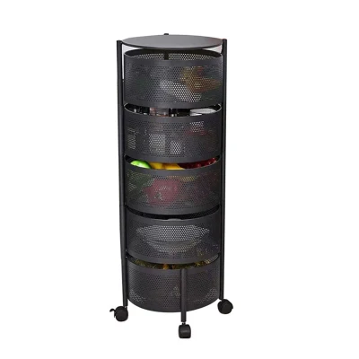  3/4/5 Capas Ronda gira Cocina Rack de almacenamiento de frutas y hortalizas verduras cocina plegable de Almacenamiento Almacenamiento Carrito la cesta de verduras