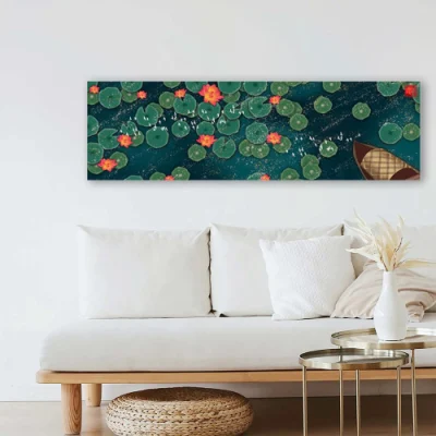 Flores de Loto florece y el lago de pinturas de paisajes de impresión de lienzo de pared modernos Artes para el hogar y decoración del hotel
