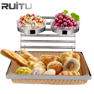 El Hotel y restaurante de lujo de alimentación en la pared de metal plegable apilable de acero inoxidable de Nivel 2 Tejido Rattan fruta alimentos preparar para el almacenamiento Granero