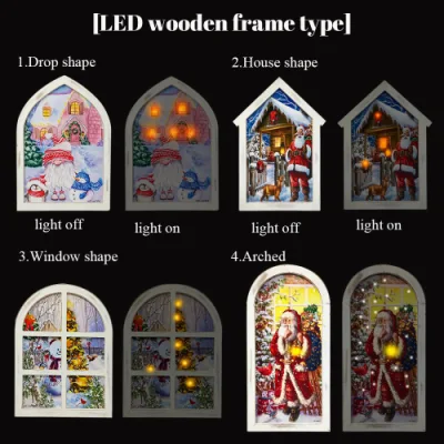 Luz LED de Navidad de 2022 el arte de la pared de lienzo para regalo y decoración del hogar la impresión de paisaje de nieve