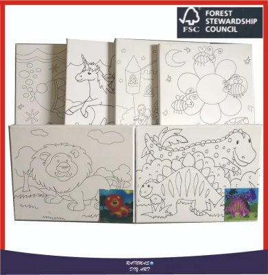  Con pintura acrílica y patrón del bastidor Lienzo de dibujo para niños