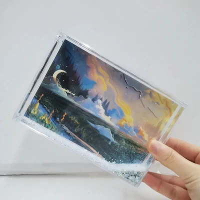 Marco de fotos líquido PS de regalo creativo de alta calidad con brillos