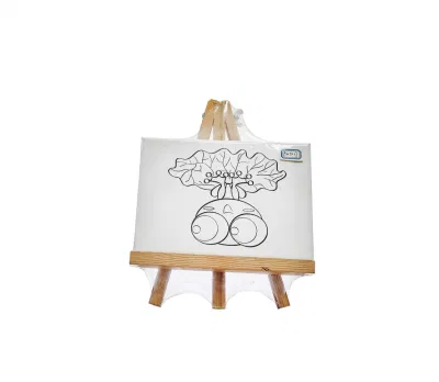  Mini Tamaño de tela de Easel con pinturas conunidas y cepillo estirado Tablero de lienzo para pintar