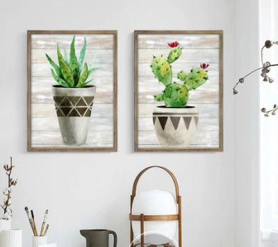  Wholesale Vintage personalizados del bastidor de madera maciza planta Verde Señal de pared de madera listo para colgar